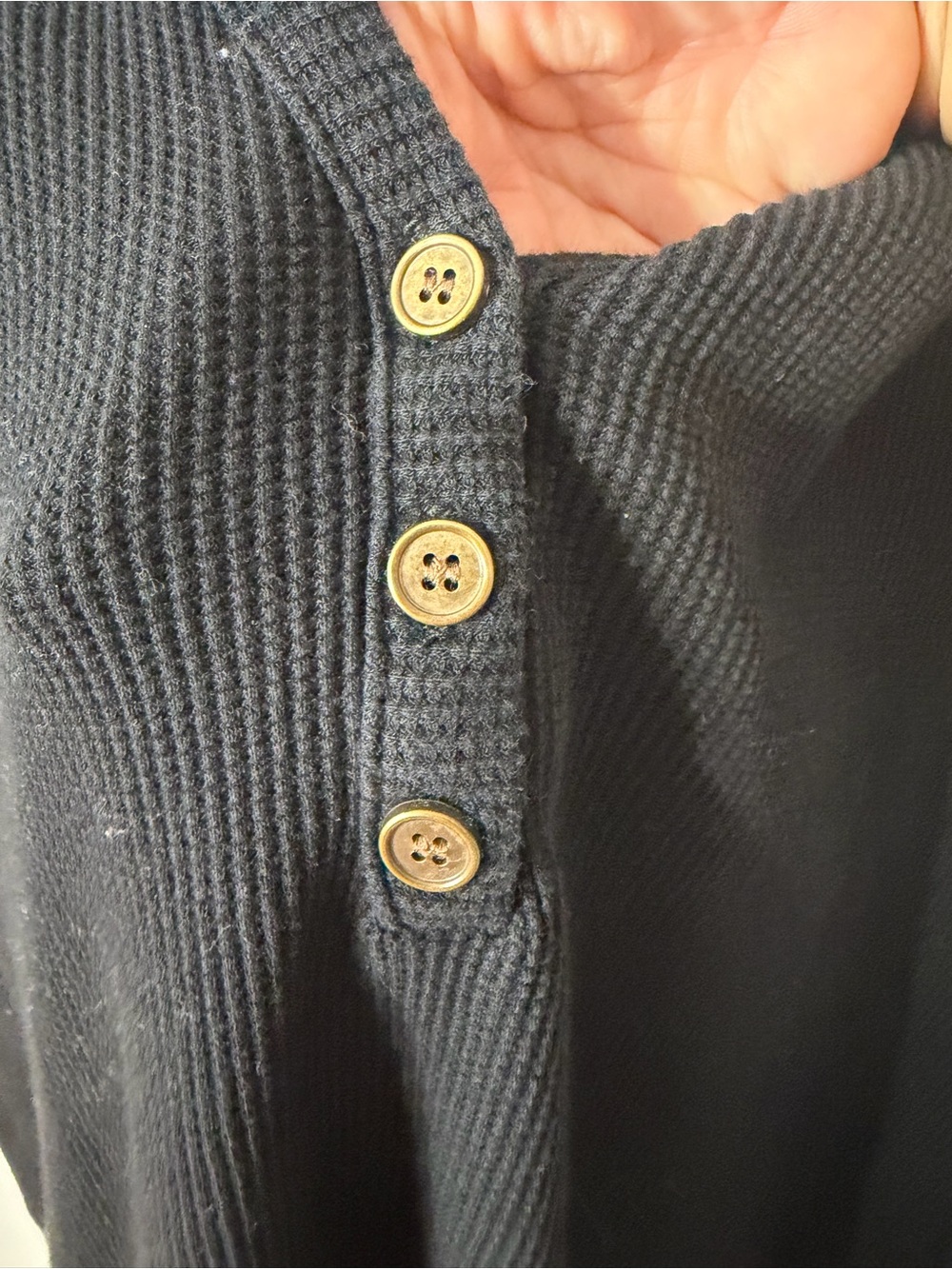 NATURAL LIFE Black Ribbed Henley Tunic Top - Picture 3 of 3